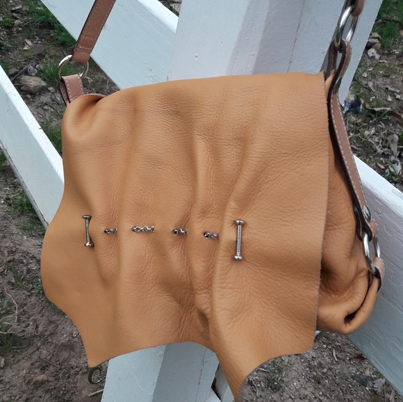 Genuine Leather Purse Natural Raw Soft Leather Bohemian Bag made in Argentina - Picture 10 of 17